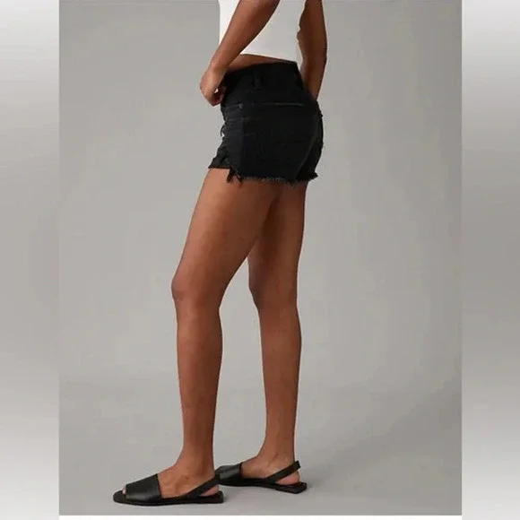 American Eagle Ae Next Level Women's High-Waisted Destroyed Denim Shorts - Picture 2 of 9